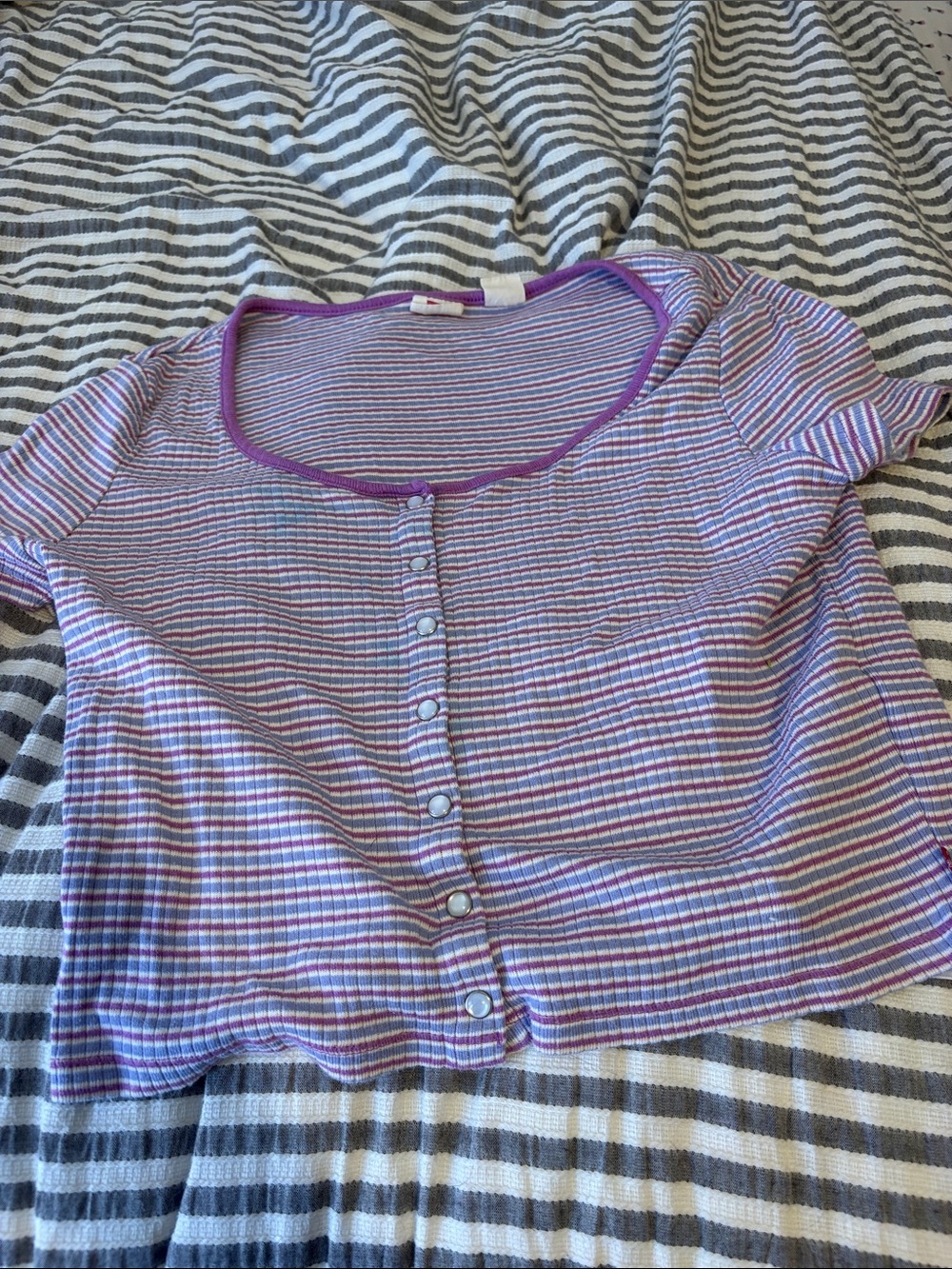 Levi's Lavender and Purple Striped Button-Front Top